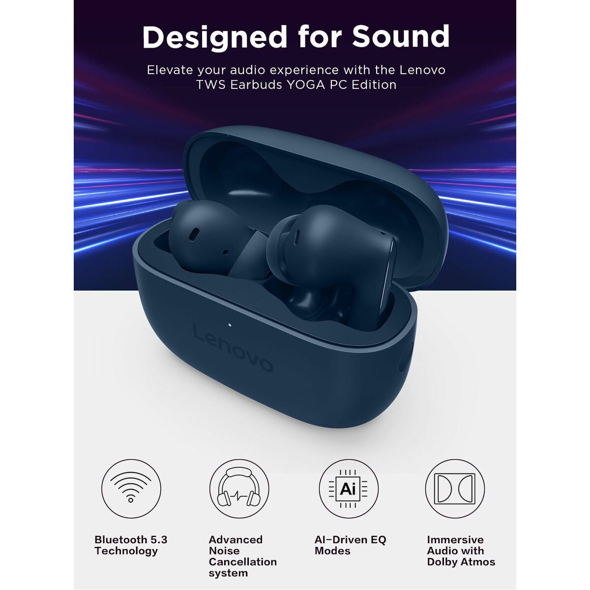 Lenovo Wireless Earphones With Charging Case Lenovo Tws Yoga Pc Edition